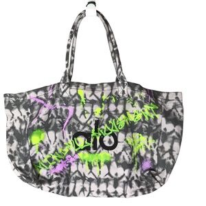 ALO Yoga Gray and Neon Women's Tote Bag Graffiti Painted Movement Limited Editio